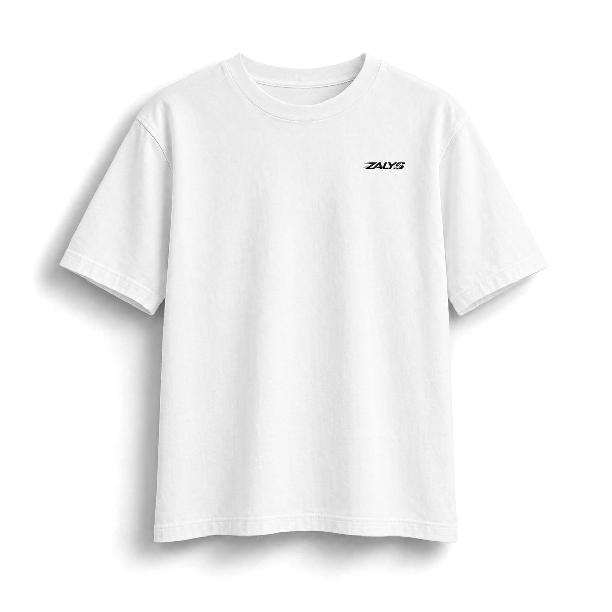 Trail Splash heavyweight cropped tee in White, front view with small ZALYS logo